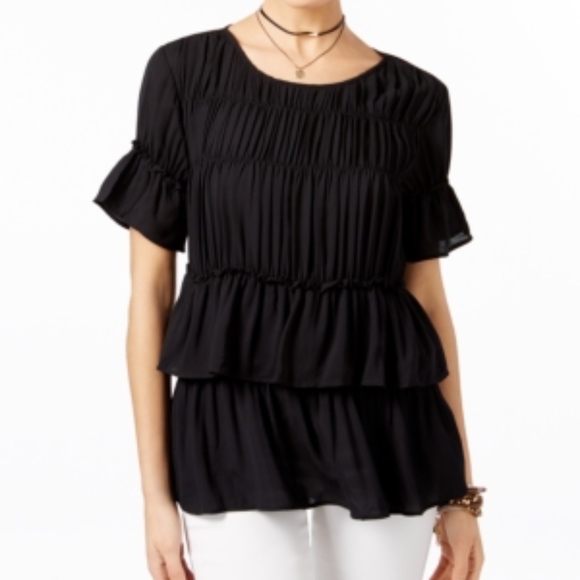 INC International Concepts Ruched Ruffled Top New - Picture 2 of 7